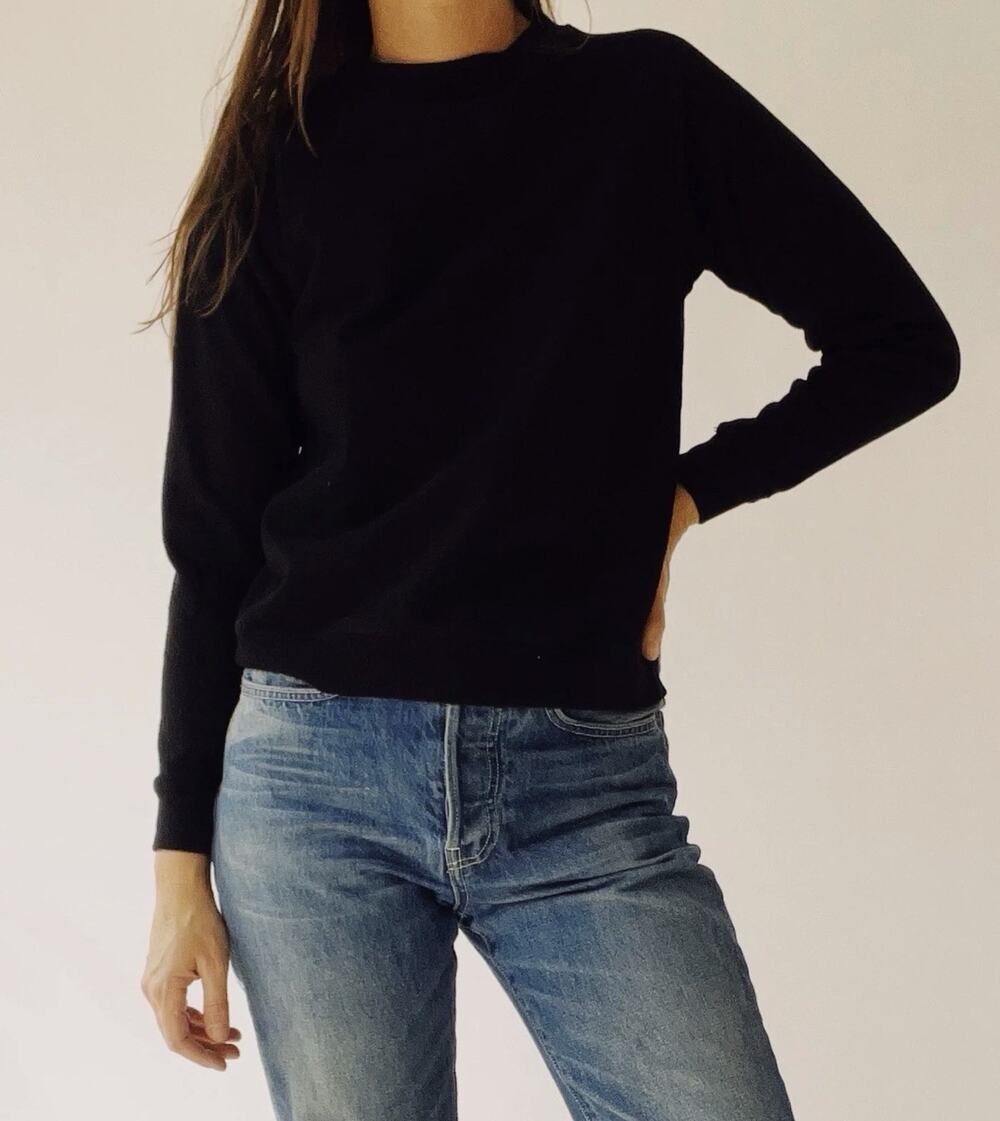 HEY GANG The Sweatshirt •0=XS• Pullover Crewneck Cotton True Black Made USA $145